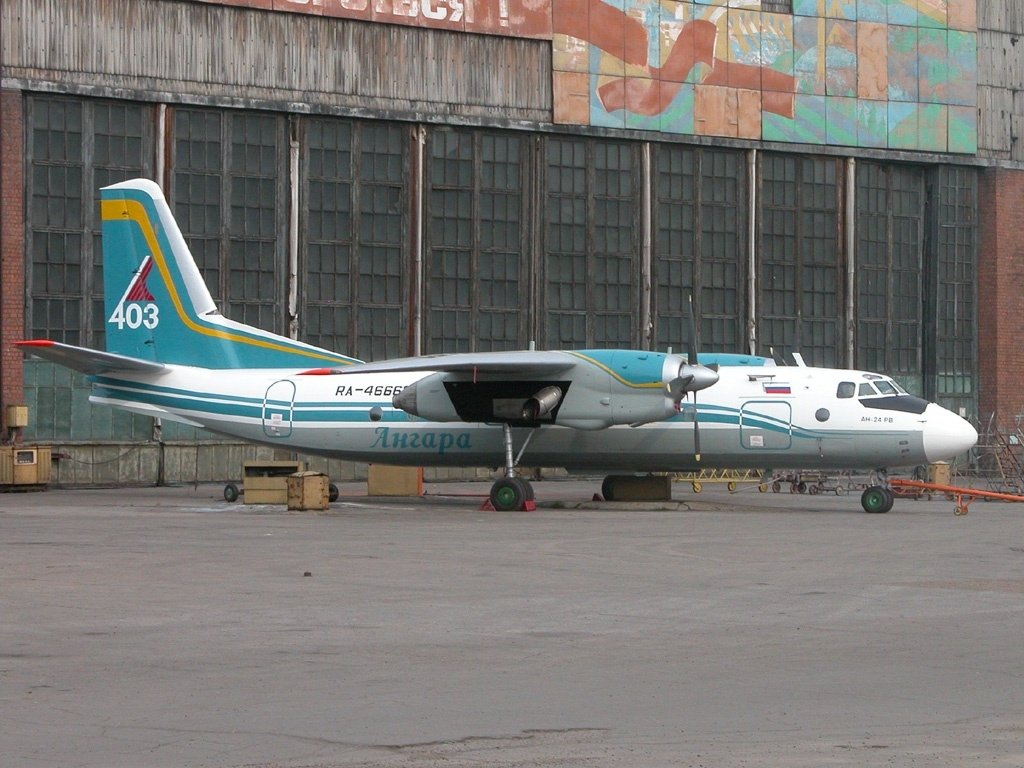 An Angara Airlines Antonov-24 passenger plane at Irkutsk Airport. Photo: Gleb Osokin /Russian AviaPhoto Team