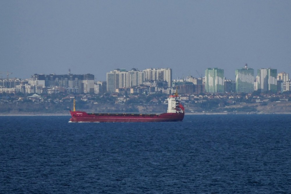 A bulk carrier enters the Ukrainian sea port of Odesa on 3 October 2023. Photo: EPA-EFE/IGOR TKACHENKO