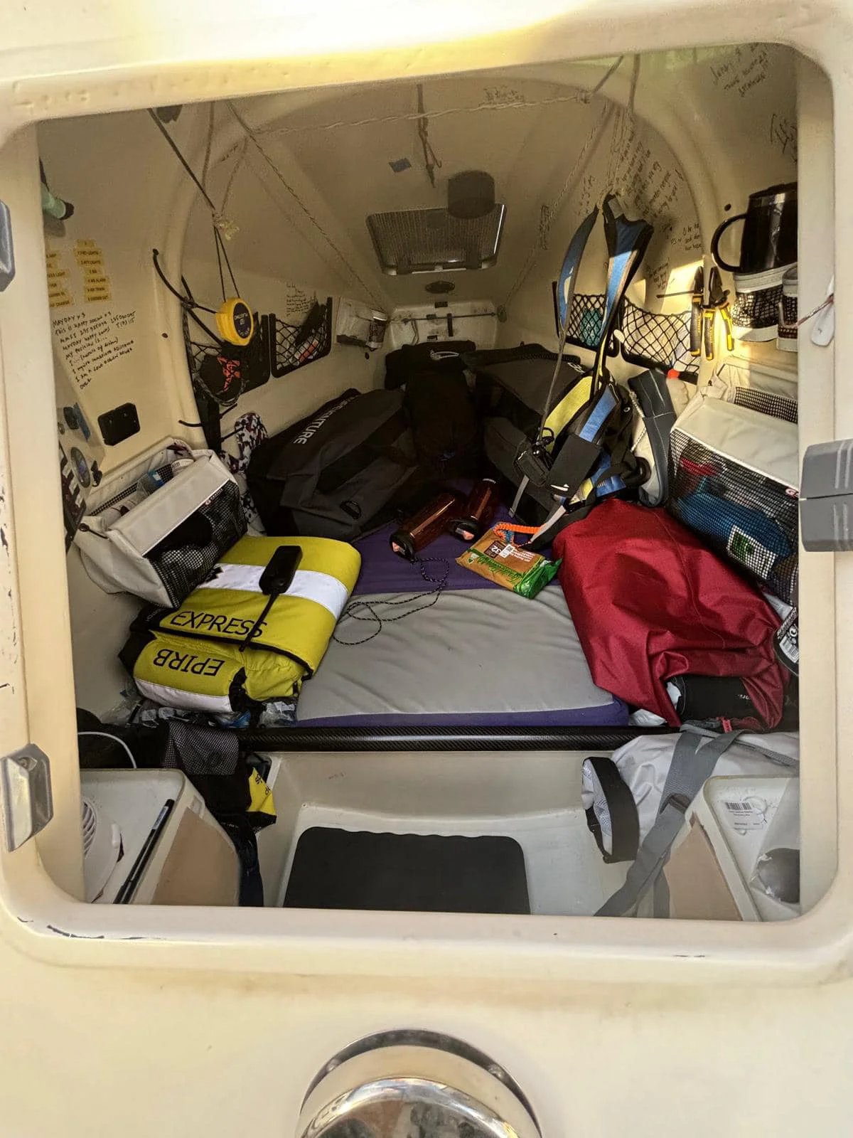 The interior of Krivsky’s boat. Photo from personal archive