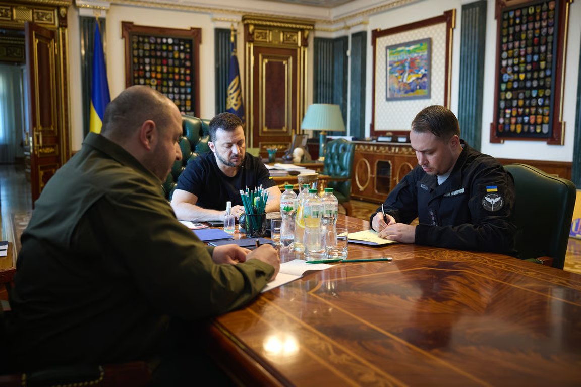 Rustem Umerov, Volodymyr Zelensky and Kyrylo Budanov meet in Kyiv, 1 October 2024. Photo: President of Ukraine