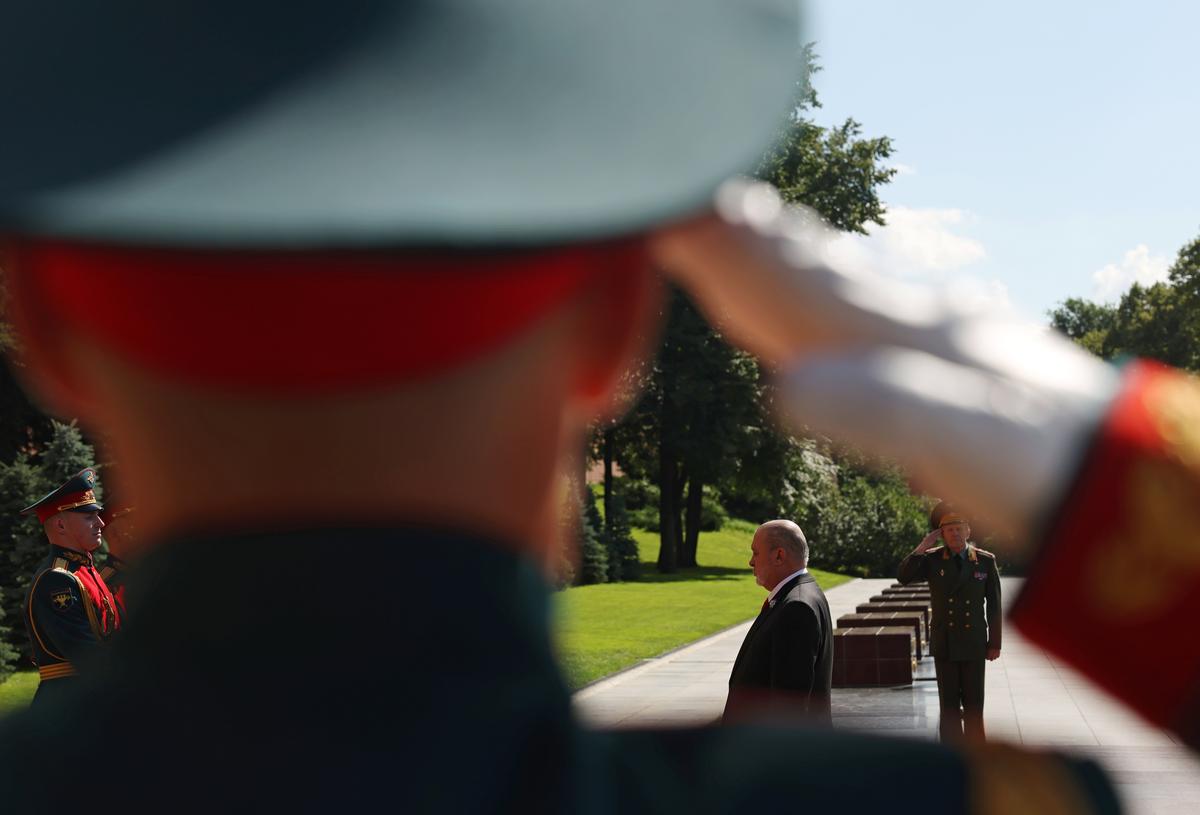 Malaysia’s King Sultan Ibrahim Iskandar takes part in a wreath-laying ceremony by the Kremlin Wall in Moscow, Russia, 6 August 2025. EPA/YEVGENIA NOVOZHENINA / REUTERS POOL