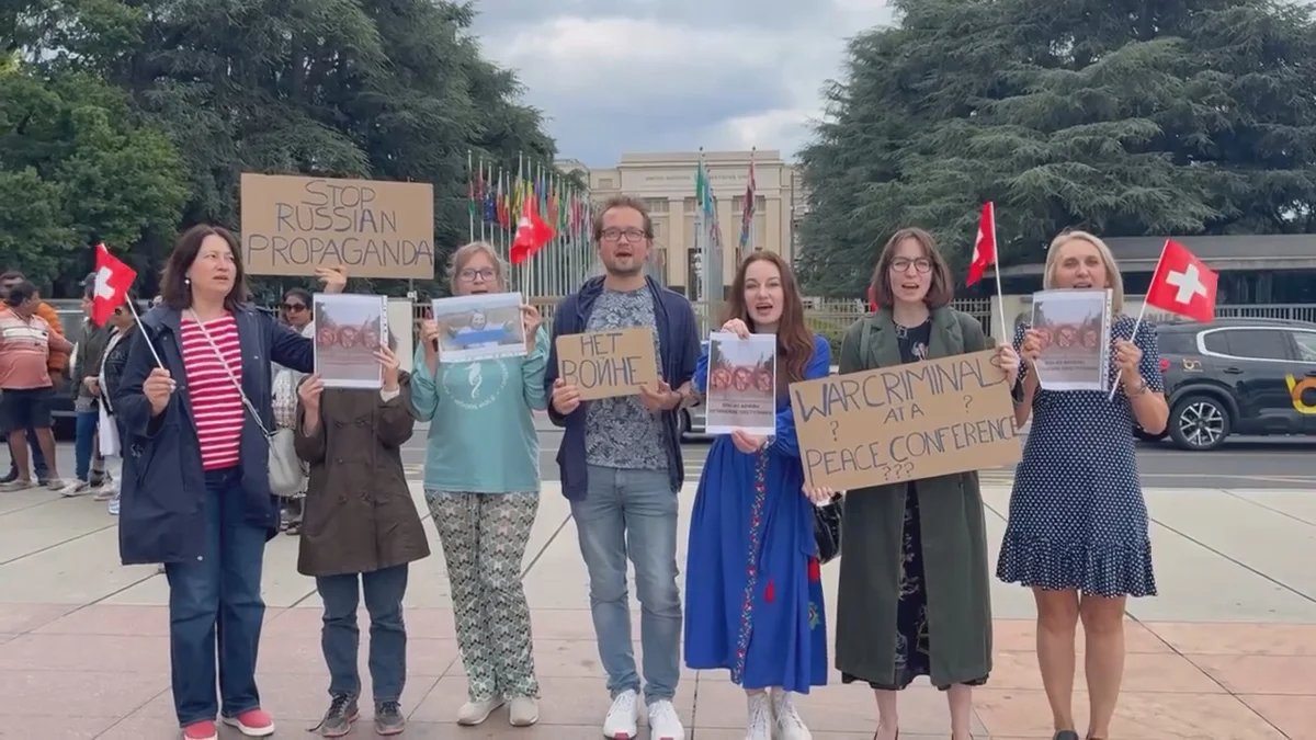 An anti-Matviyenko protest in Geneva, Switzerland, 28 July 2025. Photo: Marina Sotnikova / Facebook