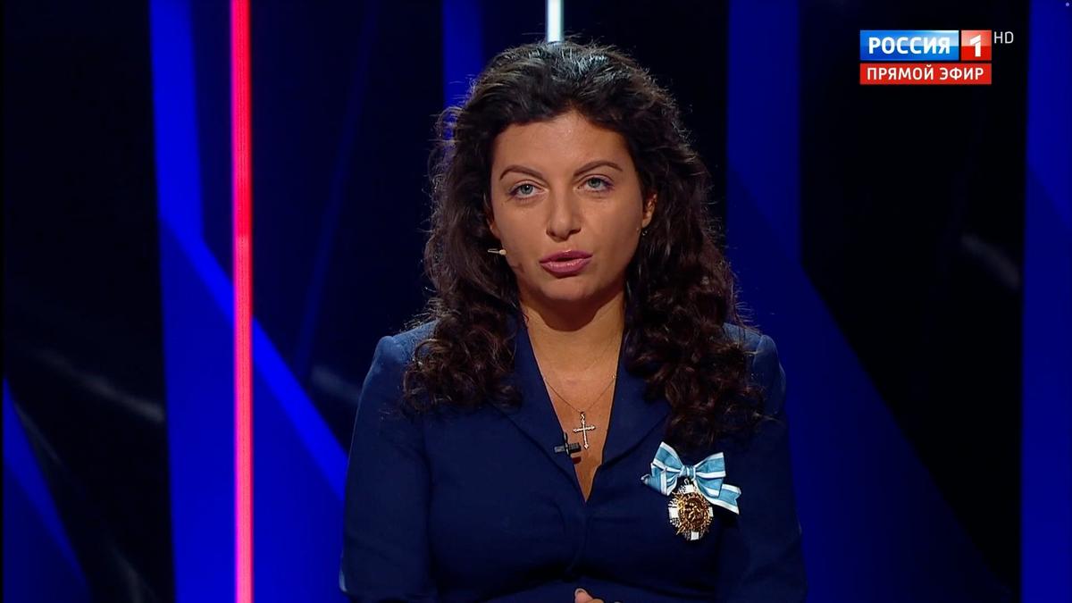 Margarita Simonyan announces her diagnosis live on Russian TV, 7 September 2025. Photo: Rossiya-1