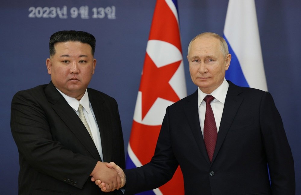 Vladimir Putin meets Kim Jong-un in September. Photo: EPA-EFE/VLADIMIR SMIRNOV/SPUTNIK/KREMLIN POOL