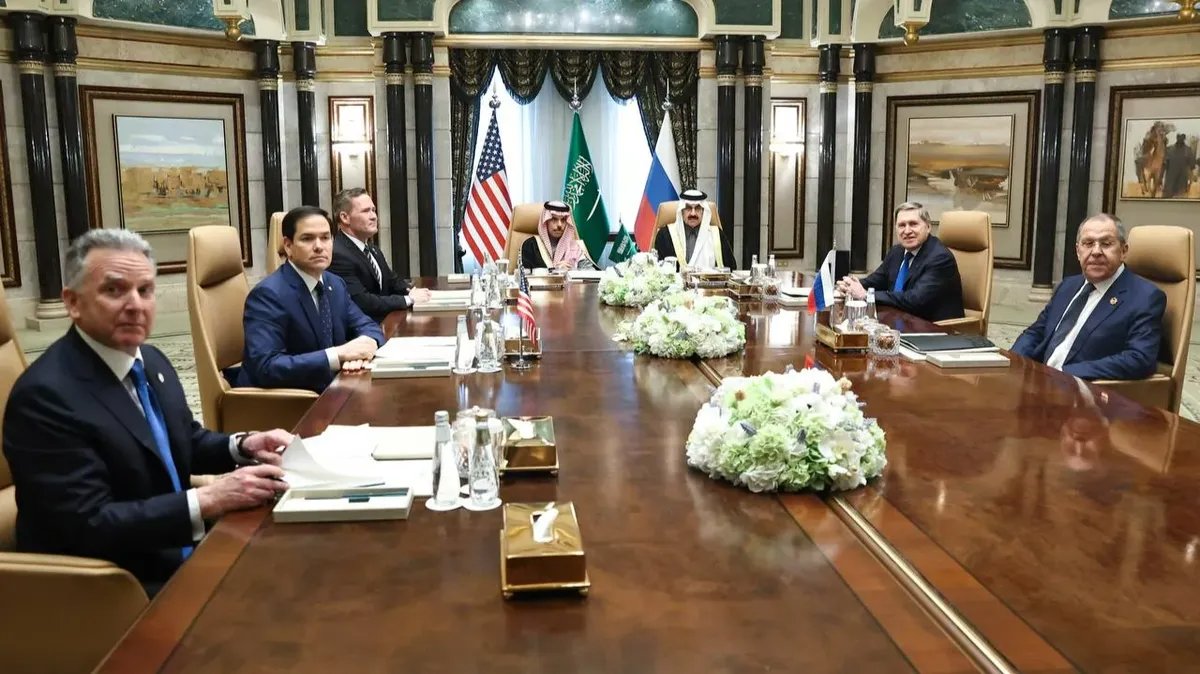 The US and Russian negotiating teams meet in Riyadh, 18 February 2025. Photo: Russian Foreign Ministry